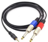Dual 6.5mm Ts to Single 3.5mm/6.5mm TRS Cable