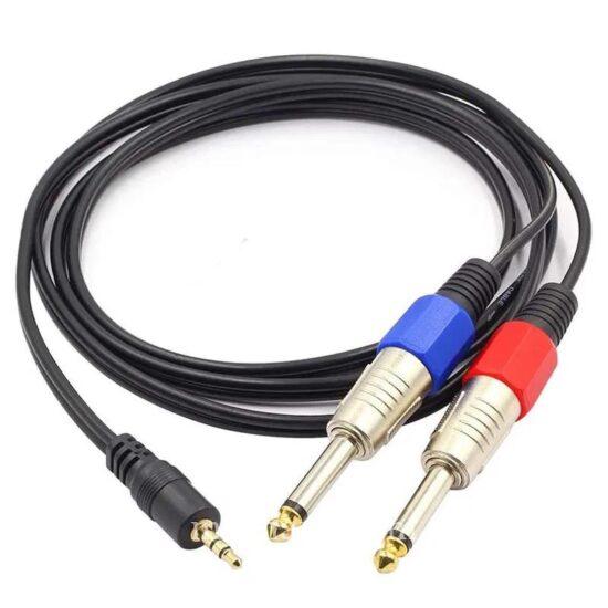 Dual 6.5mm Ts to Single 3.5mm/6.5mm TRS Cable