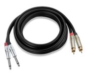 1pair Durable Studio Quality Male Rca to Rca/6.5mm Ts Cables