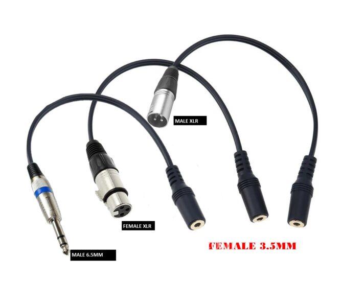 Female 3.5mm to Male/Female XLR/Male 6.5mm Cable Adapter