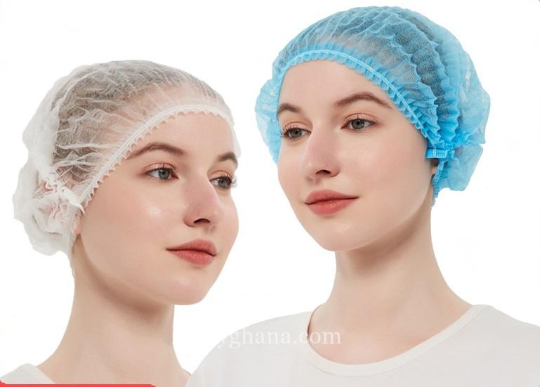 Disposable Non-Woven Clip Cap / Hairnet / Bouffant Cap / BLUE / WHITE