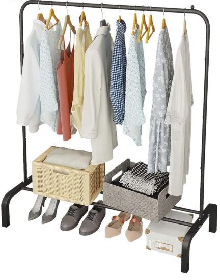 Metal Clothing Rack with bottom shelf