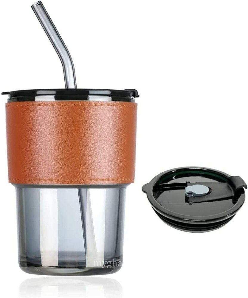 Slub glass mug with straw