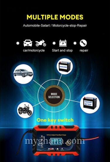 Car Battery Charger 12v, Intelligent Pulse Repair LCD Display