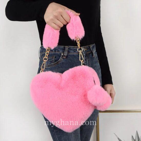 Fluffy Heart-Shaped Bag