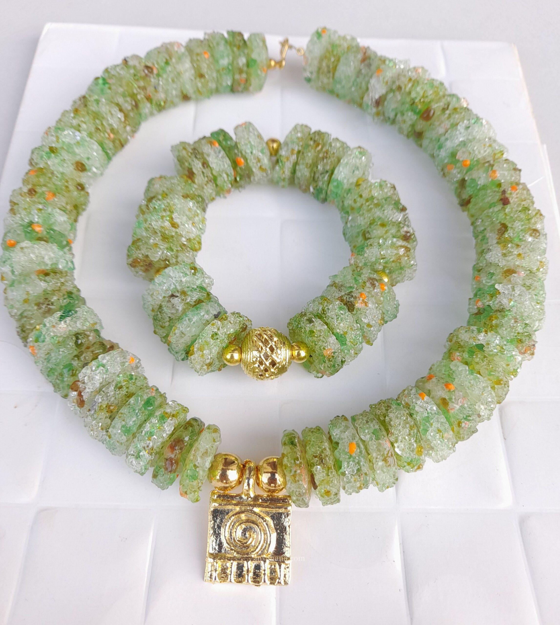 Beaded necklace and bracelet