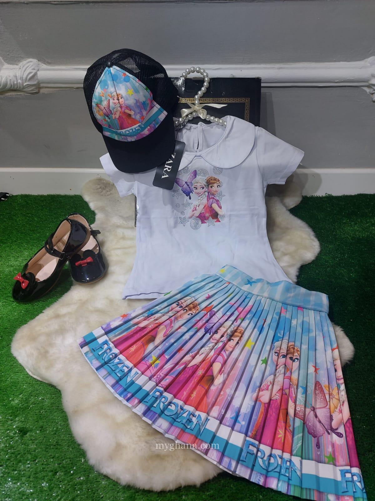 Frozen skirt and blouse with cap