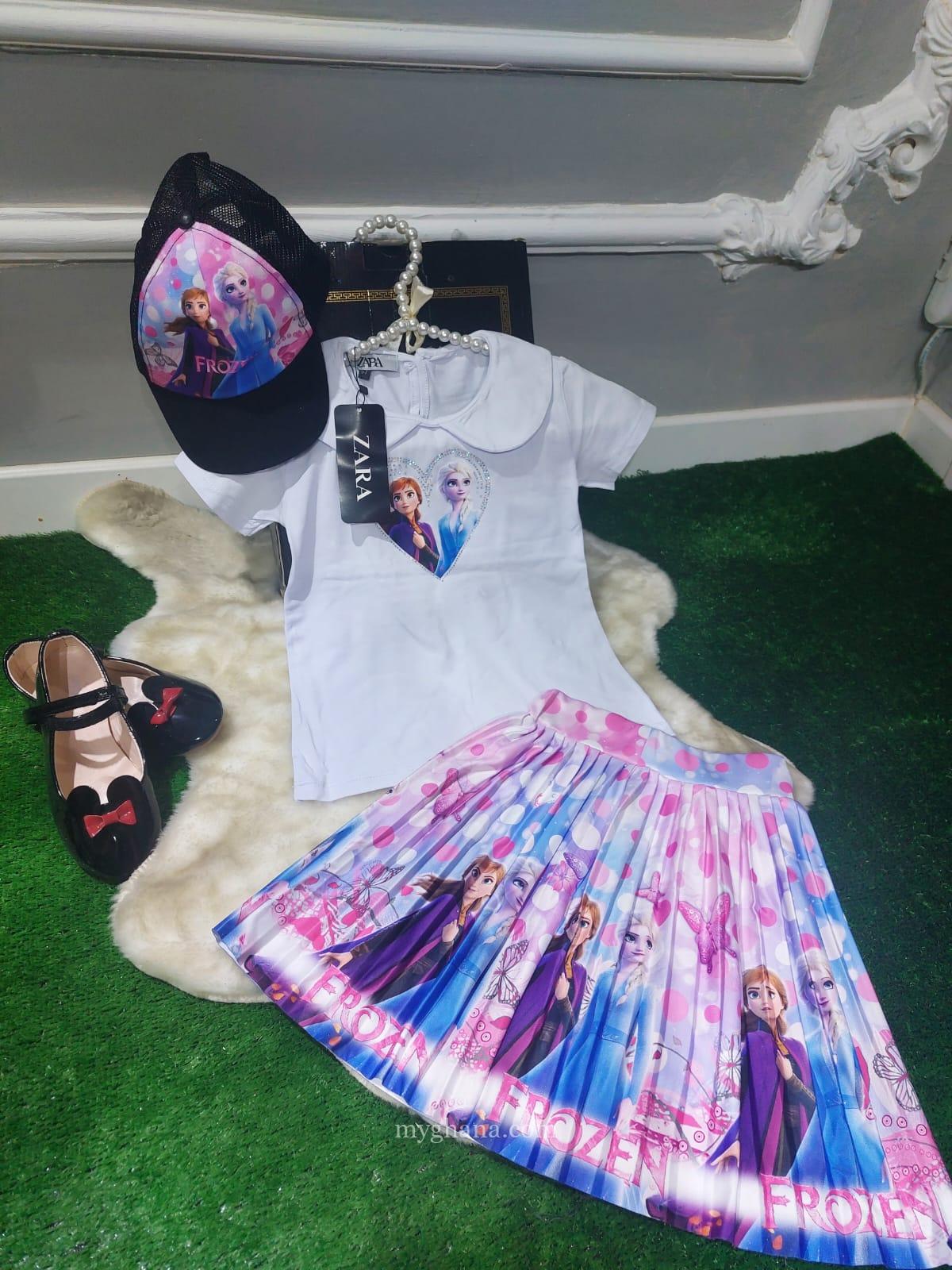 Frozen skirt and blouse with cap