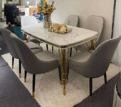 MODERN MARBLE TOP 6 SEATER DINING SET