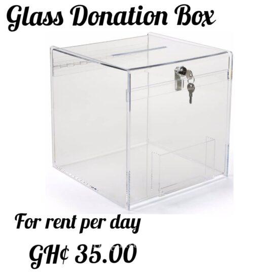 Glass donation box for events