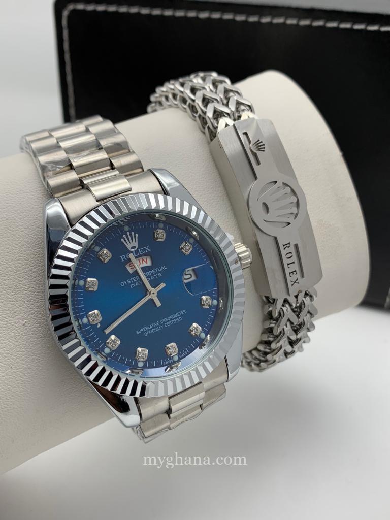Silver Rolex men watch with bracelete