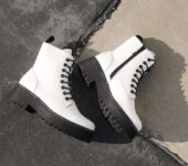 Black and white fashion boot