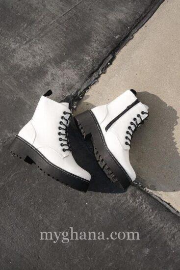 Black and white fashion boot