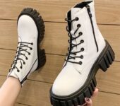 Black and white fashion boot