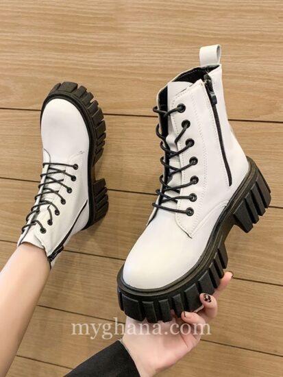 Black and white fashion boot