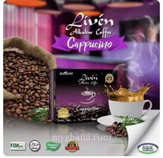 LIVEN ALKALINE CAPPUCCINO COFFEE of AIM Global 20 Sachets in Ghana