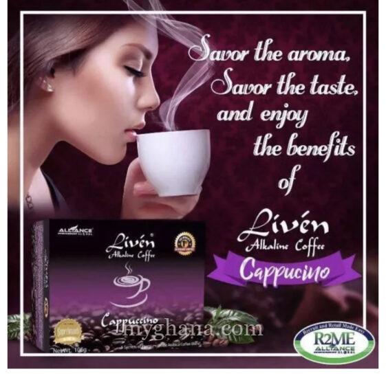 LIVEN ALKALINE CAPPUCCINO COFFEE of AIM Global 20 Sachets in Ghana