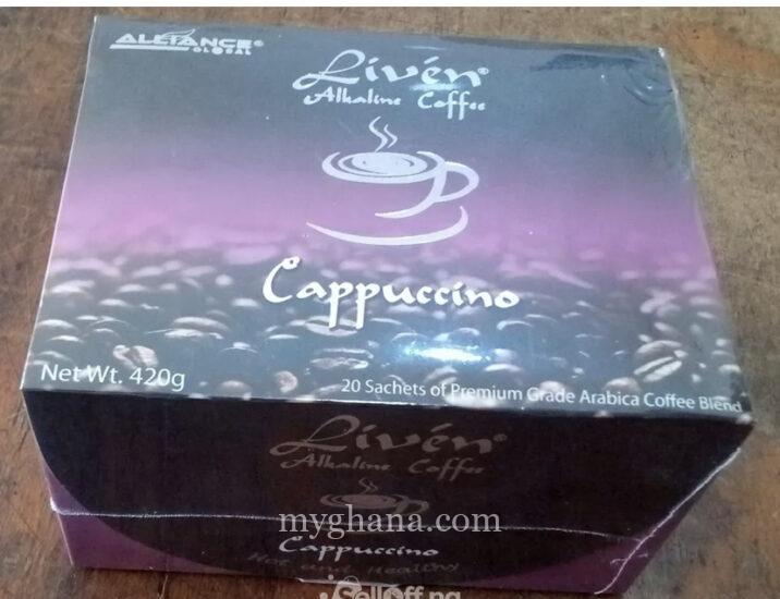 LIVEN ALKALINE CAPPUCCINO COFFEE of AIM Global 20 Sachets in Ghana