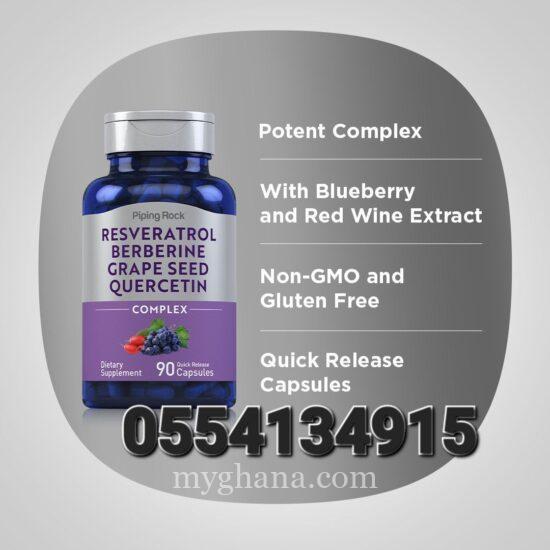 Resveratrol Berberine Grape Seed Quercetin Extract, 90 Quick Release Capsul