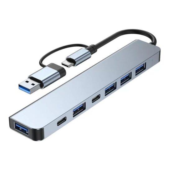 7in1 Multi Ports USB Type C Hub Splitter Adapter Expansion D