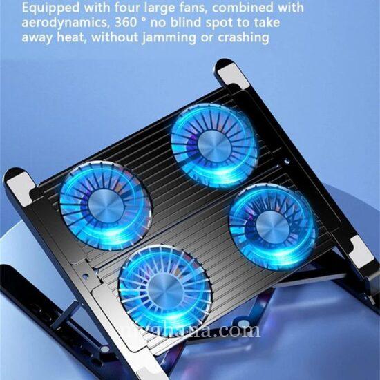 Adjustable Laptop Stand With USB Cooling Fan – Black