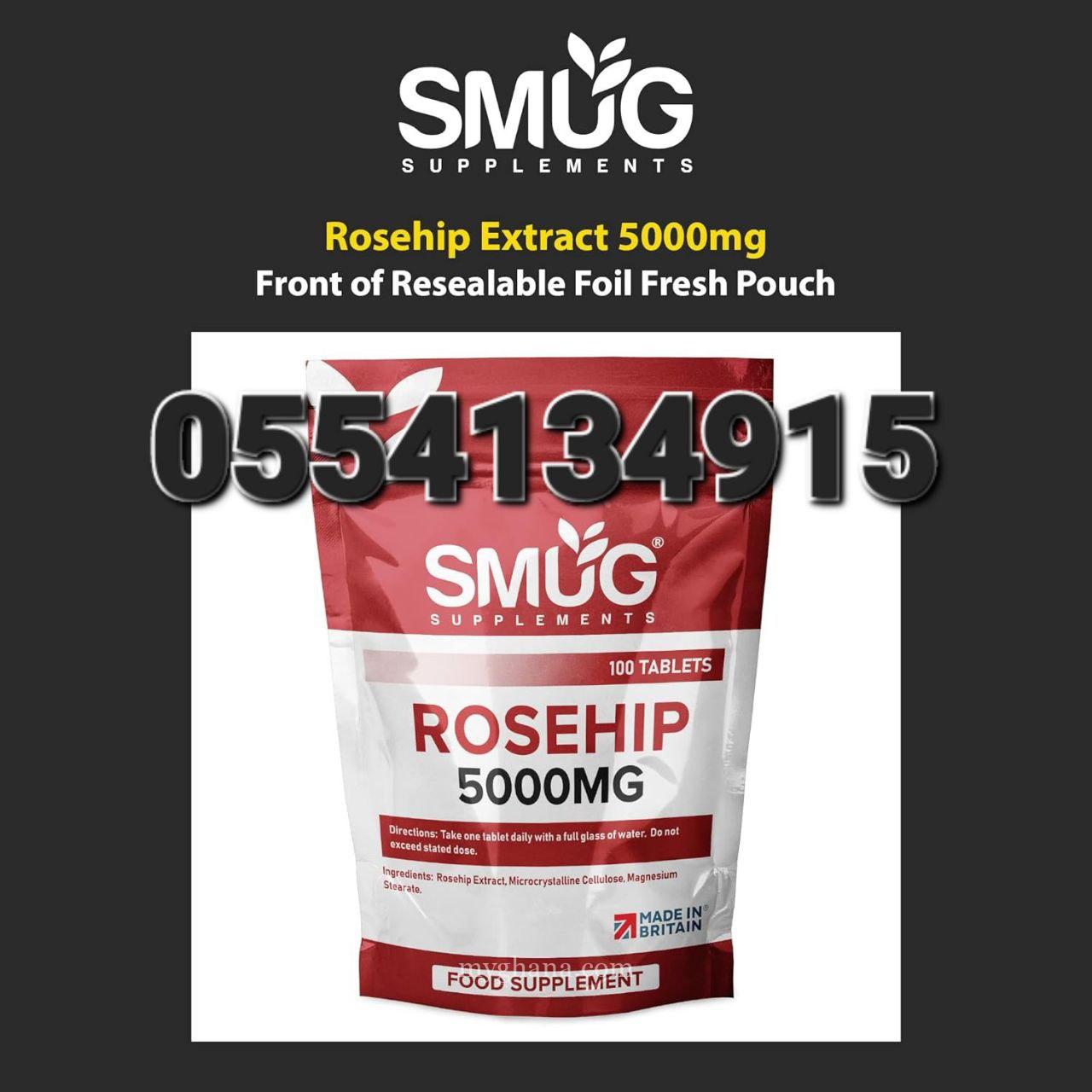 SMUG Supplements Rosehip Tablets 100 High Strength 5000mg Pills