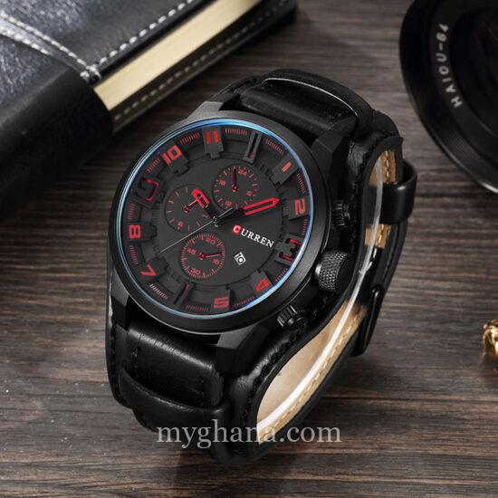 Thick Leather Made Wrist Watch