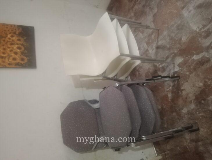 Home used chairs metal and plastic form