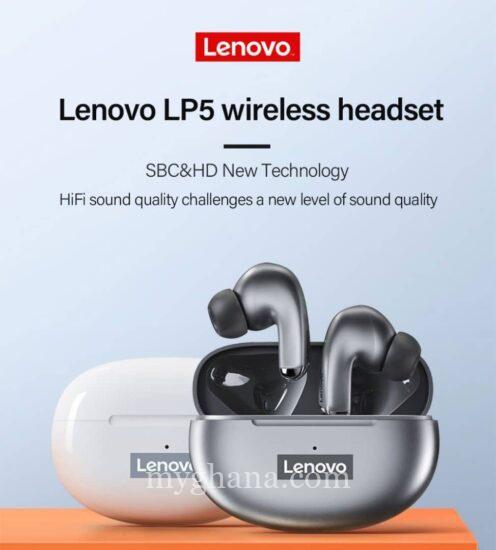 Lenovo LP5 Bluetooth Headphone Earphones Headset Earbuds (Super bass earpod