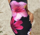 Luxury Black & Leopard Print Fitted Midi Dress – Classy & Bold
