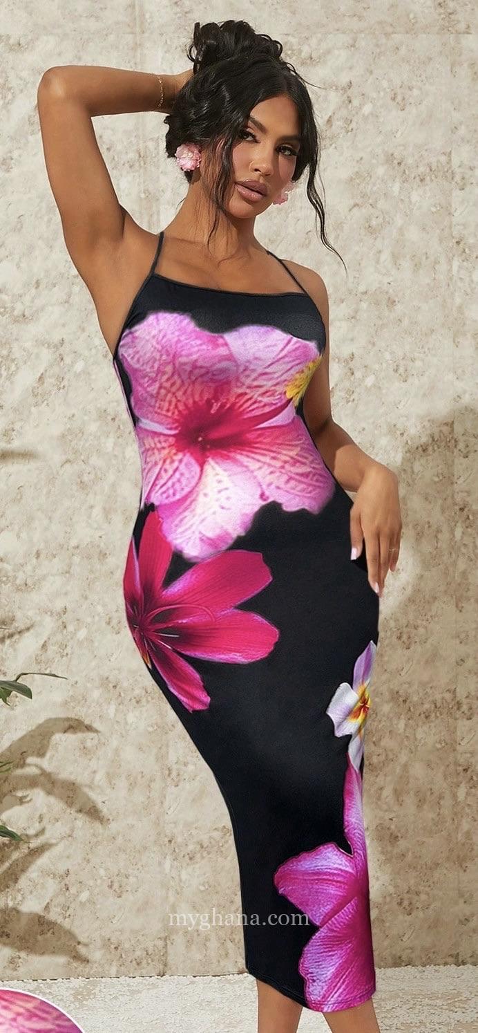 Luxury Black & Leopard Print Fitted Midi Dress – Classy & Bold