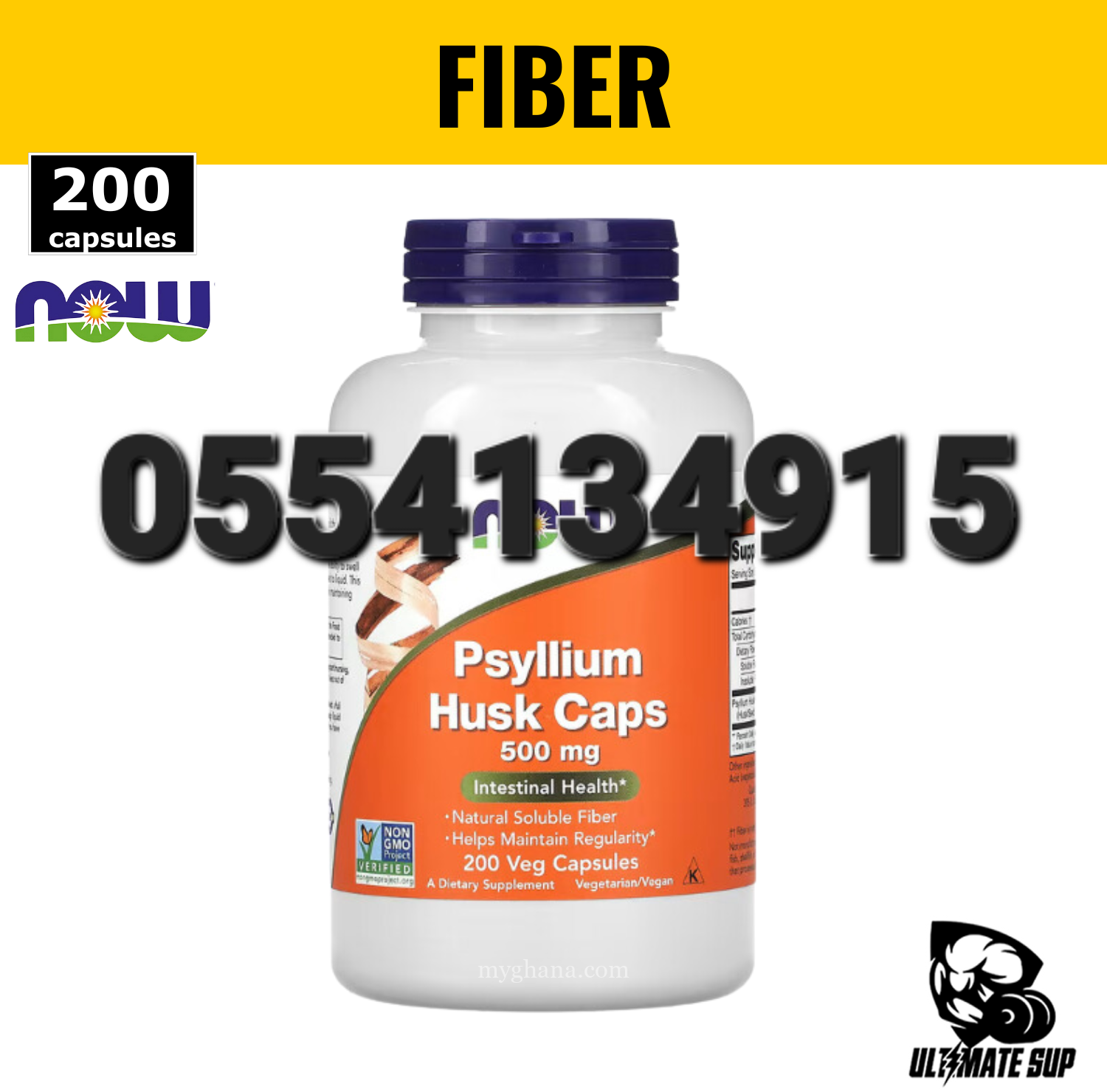 Now Psyllium Husk Caps 500 mg