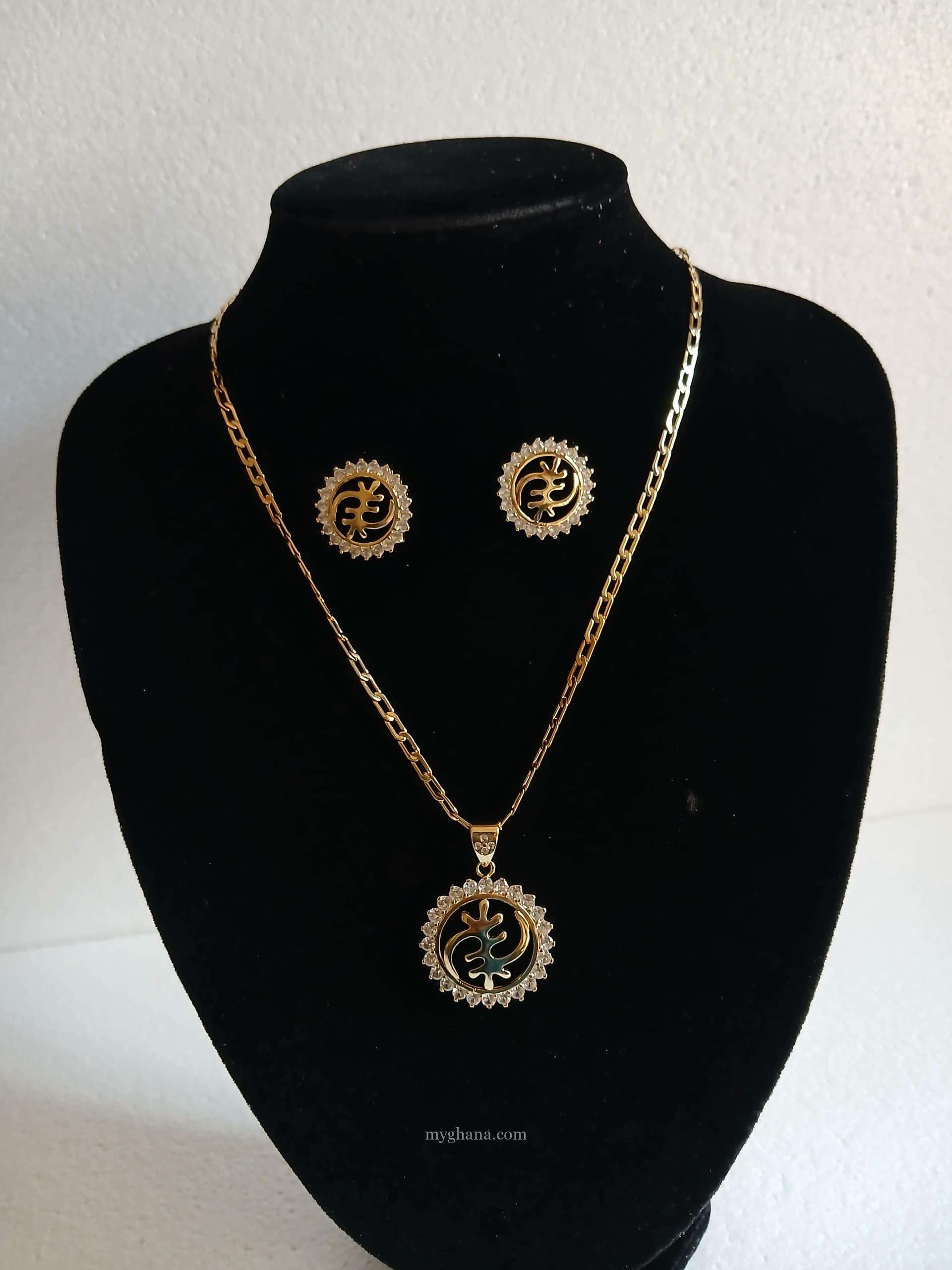 Gye Nyame necklace with earrings