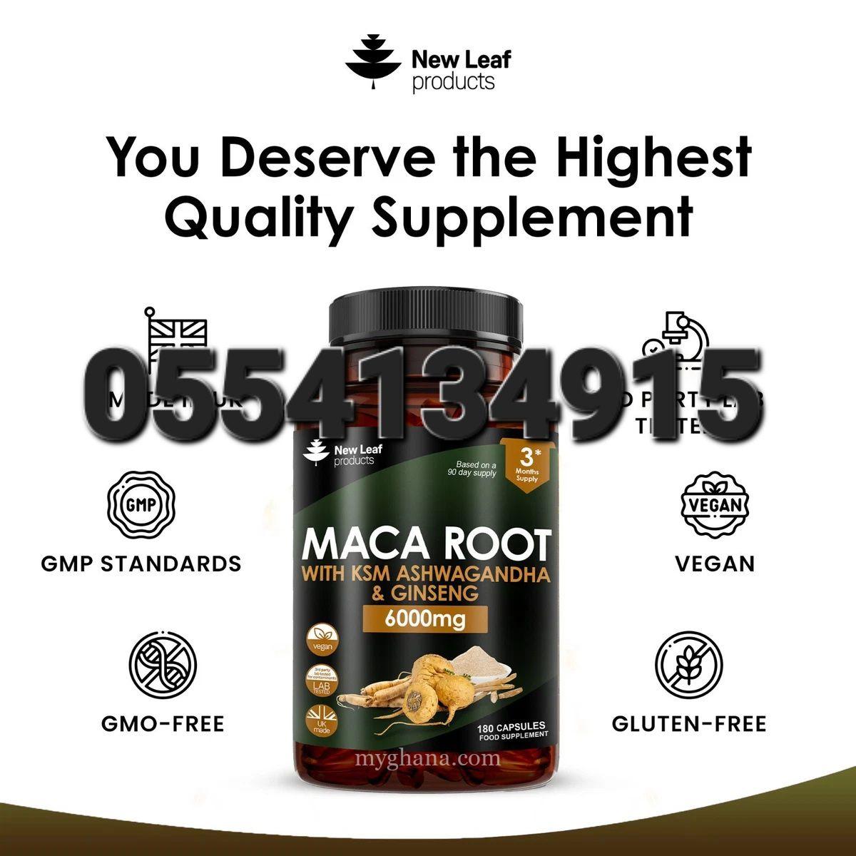 New Leaf Maca Root Capsules with KSM Ashwagandha and Ginseng