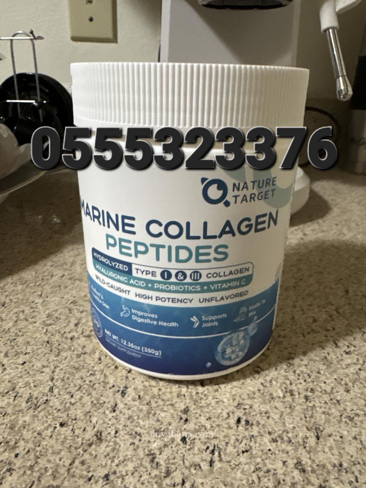 NATURE TARGET Marine Collagen Peptides Powder – Type I III Collagen with Pr