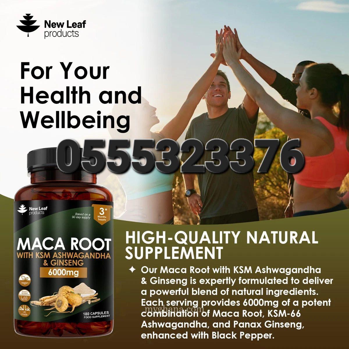 New Leaf Maca Root Capsules with KSM Ashwagandha and Ginseng