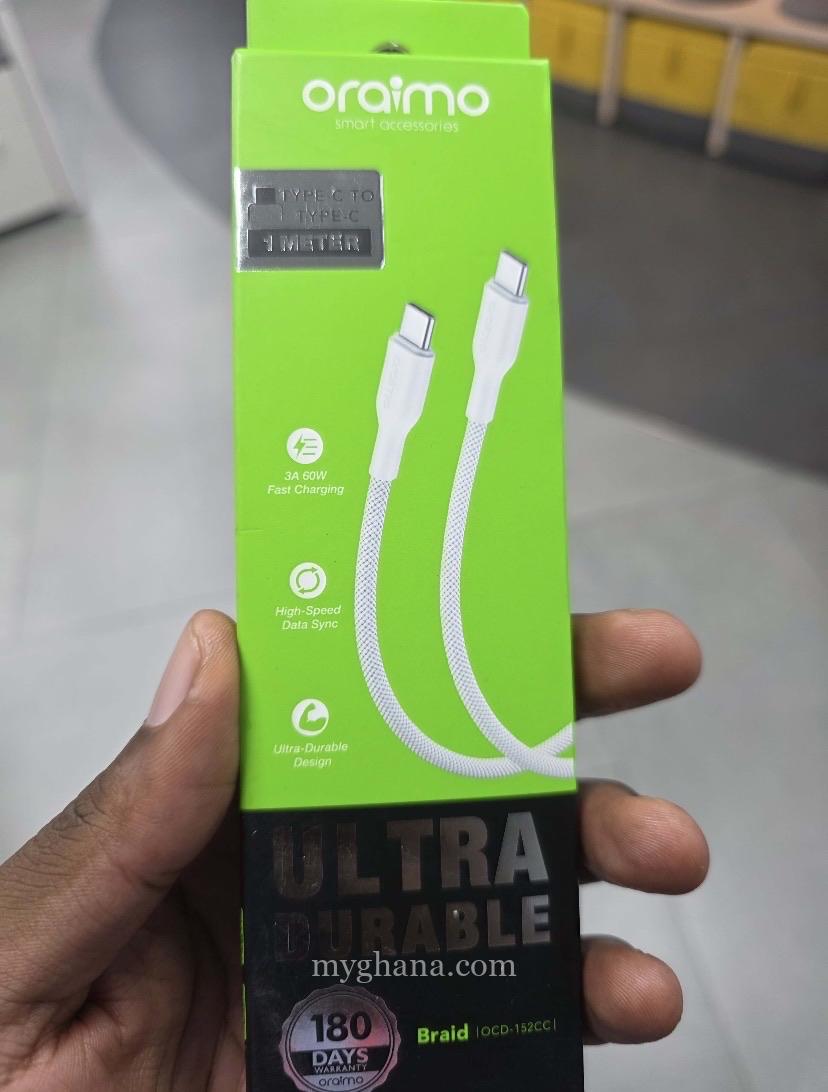oraimo Braid 3A – 60W Type-C to Type-C Cable (1M)