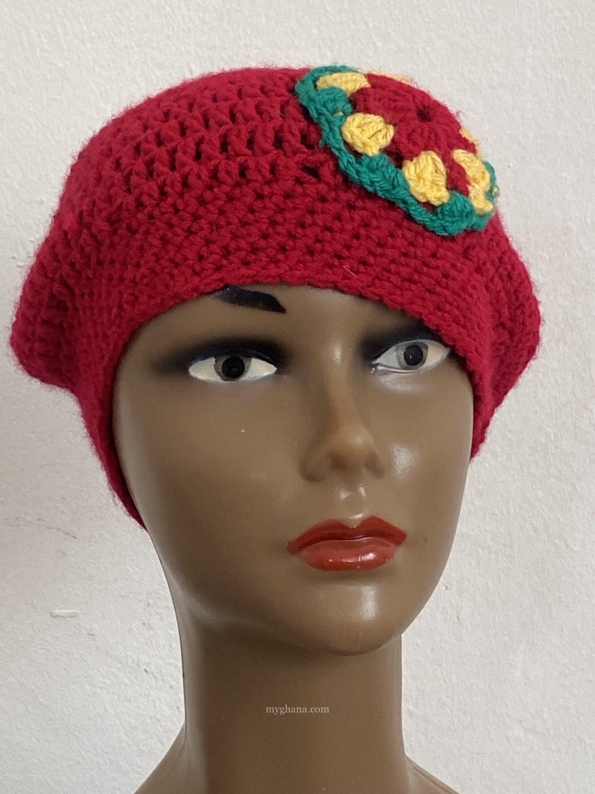 Red knitted hat