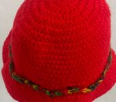 Red bucket hat