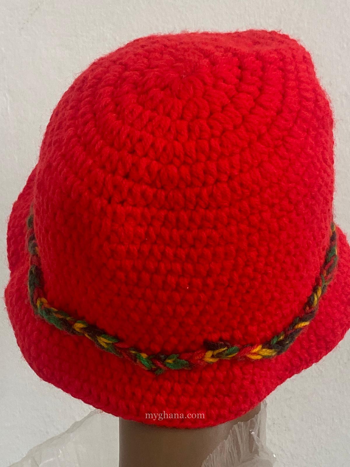 Red bucket hat