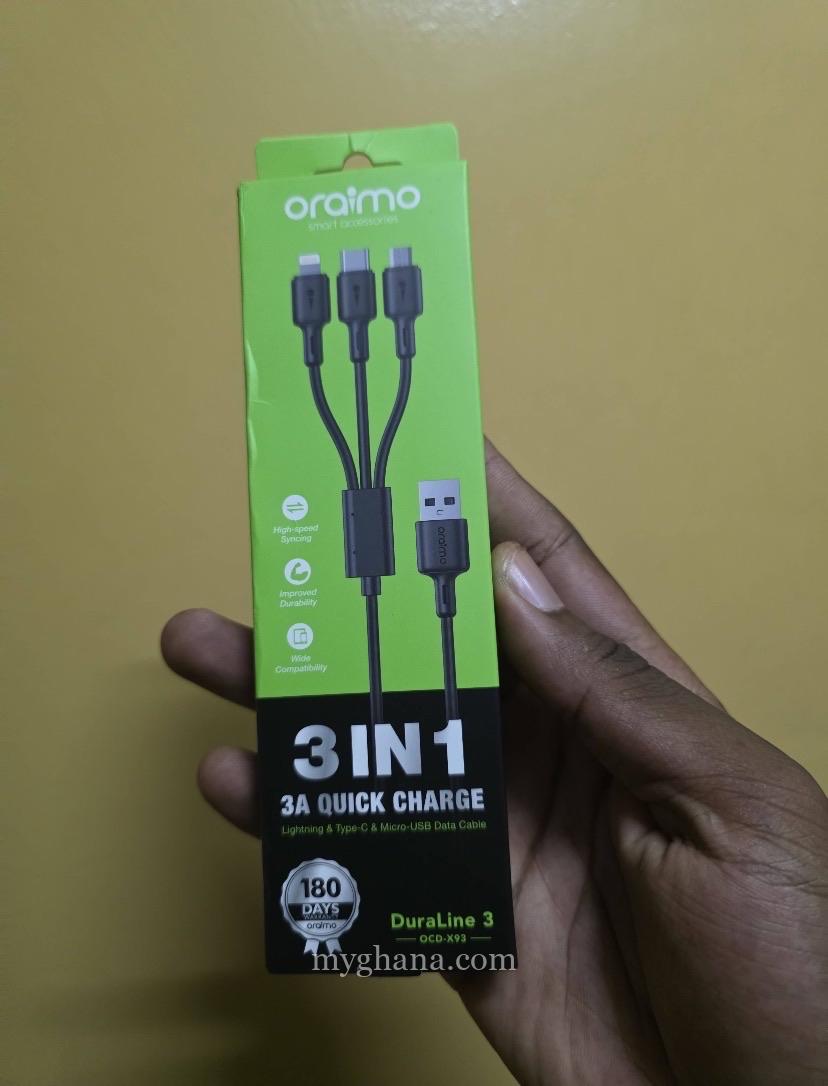 oraimo Duraline 4 – 3A 3-in-1 Cable (1.2M)