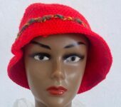 Red bucket hat