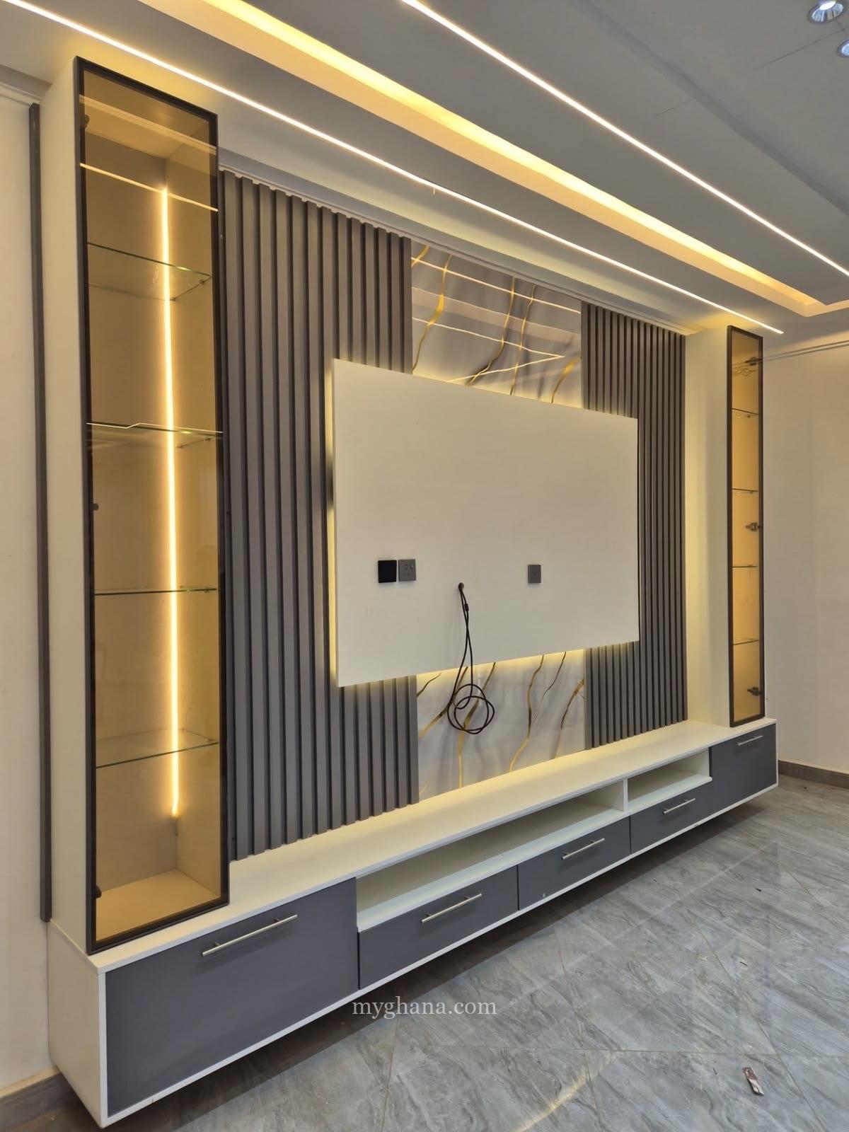 Tv unit with lights