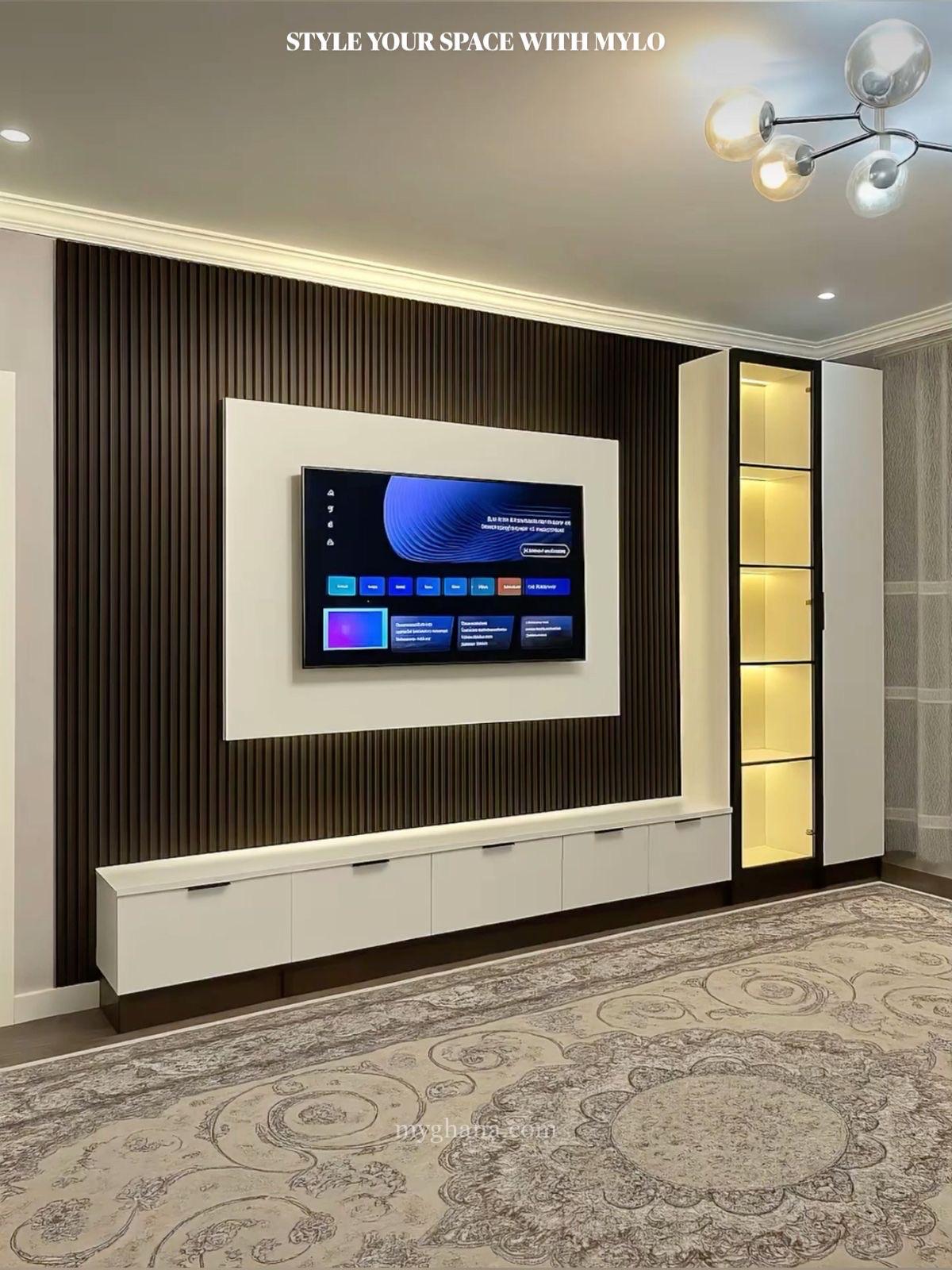 Tv unit with lights