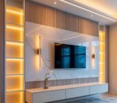 Tv unit with lights