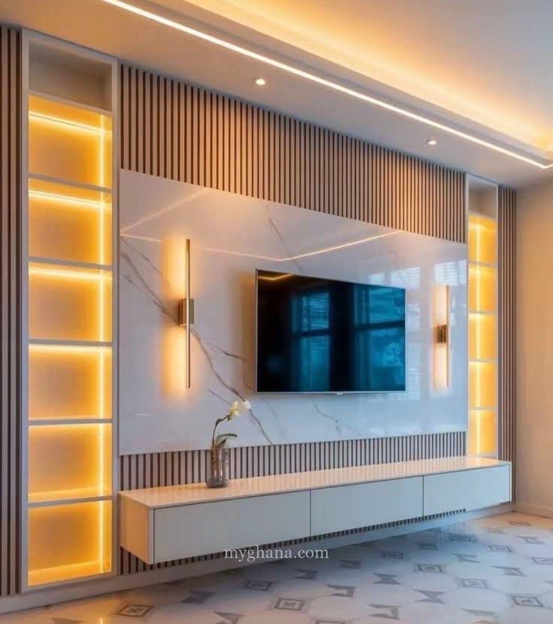 Tv unit with lights
