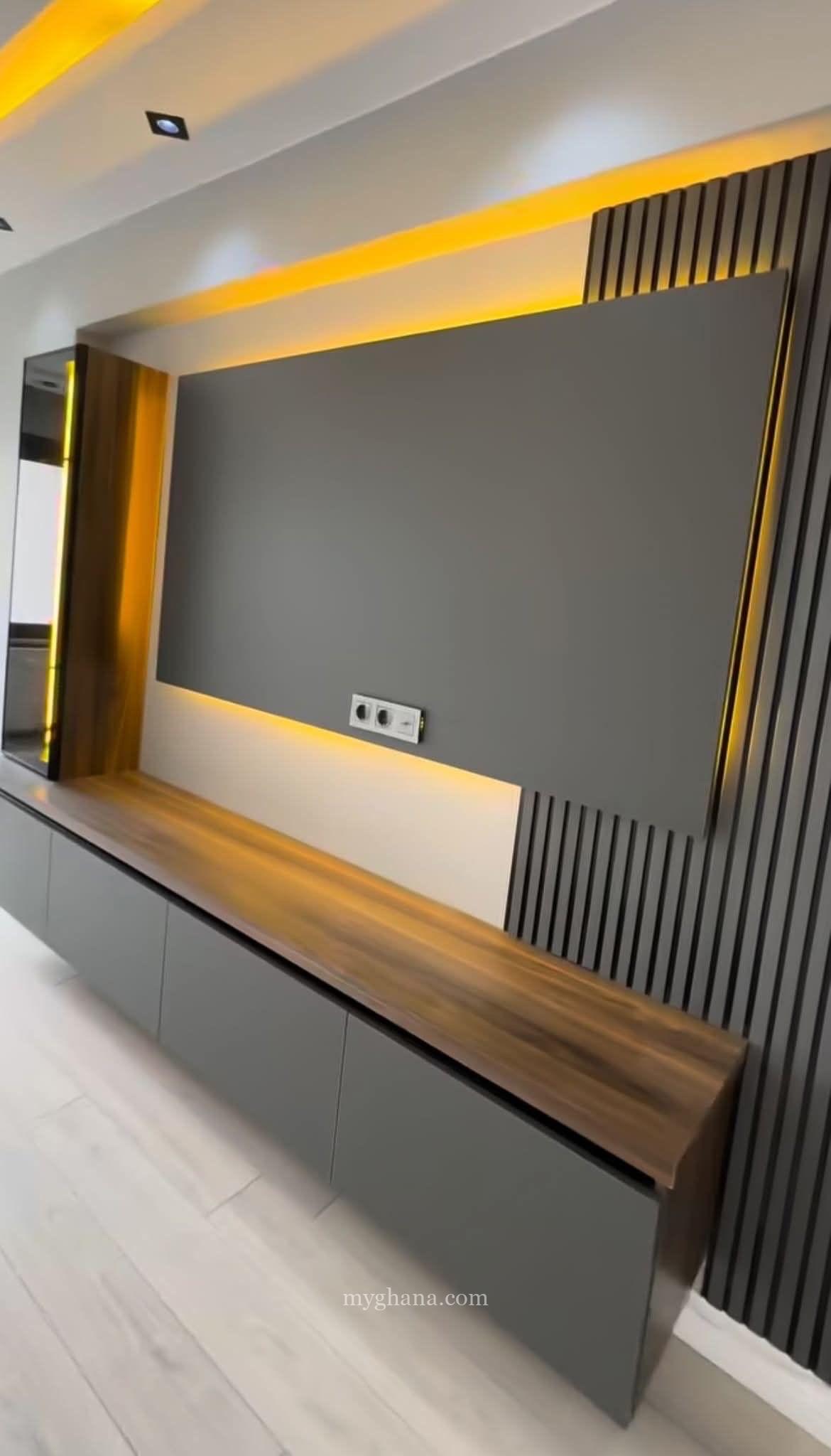 Tv unit with lights