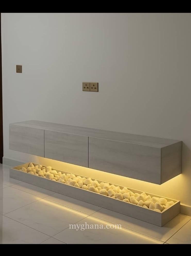 Tv unit with stones