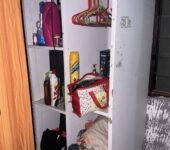 Shoe rack;mannequin and wardrobe