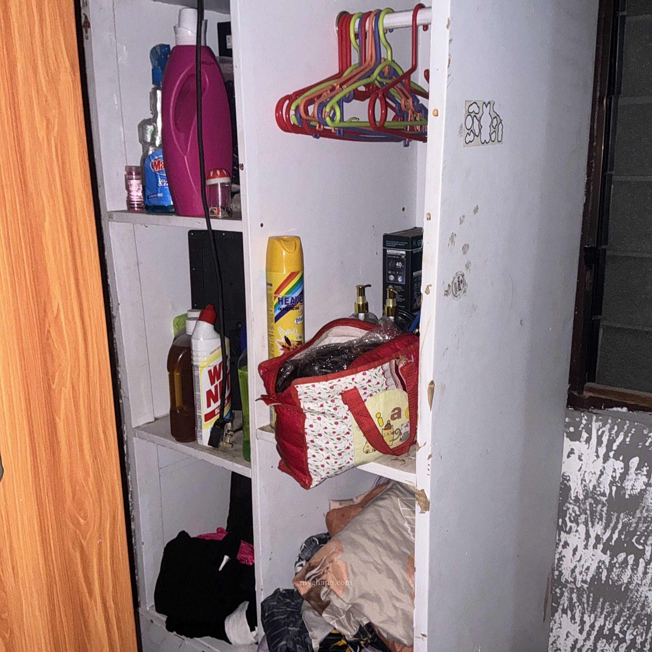 Shoe rack;mannequin and wardrobe